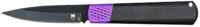 CobraTec Knives CTWOLVERINEBLK Gideon  3" Folding Plain Black Stonewashed D2 Steel Blade, 4.25" Black/Purple Aluminum Handle