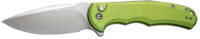 Civivi Knives C18026E-3 Praxis  3.75" Folding Drop Point Plain Satin Nitro-V Steel Blade, Lime Green Aluminum Handle