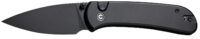 Civivi Knives C22030E-1 Qubit  2.98" Folding Drop Point Plain Black Stonewashed 14C28N Steel Blade, Black Aluminum Handle