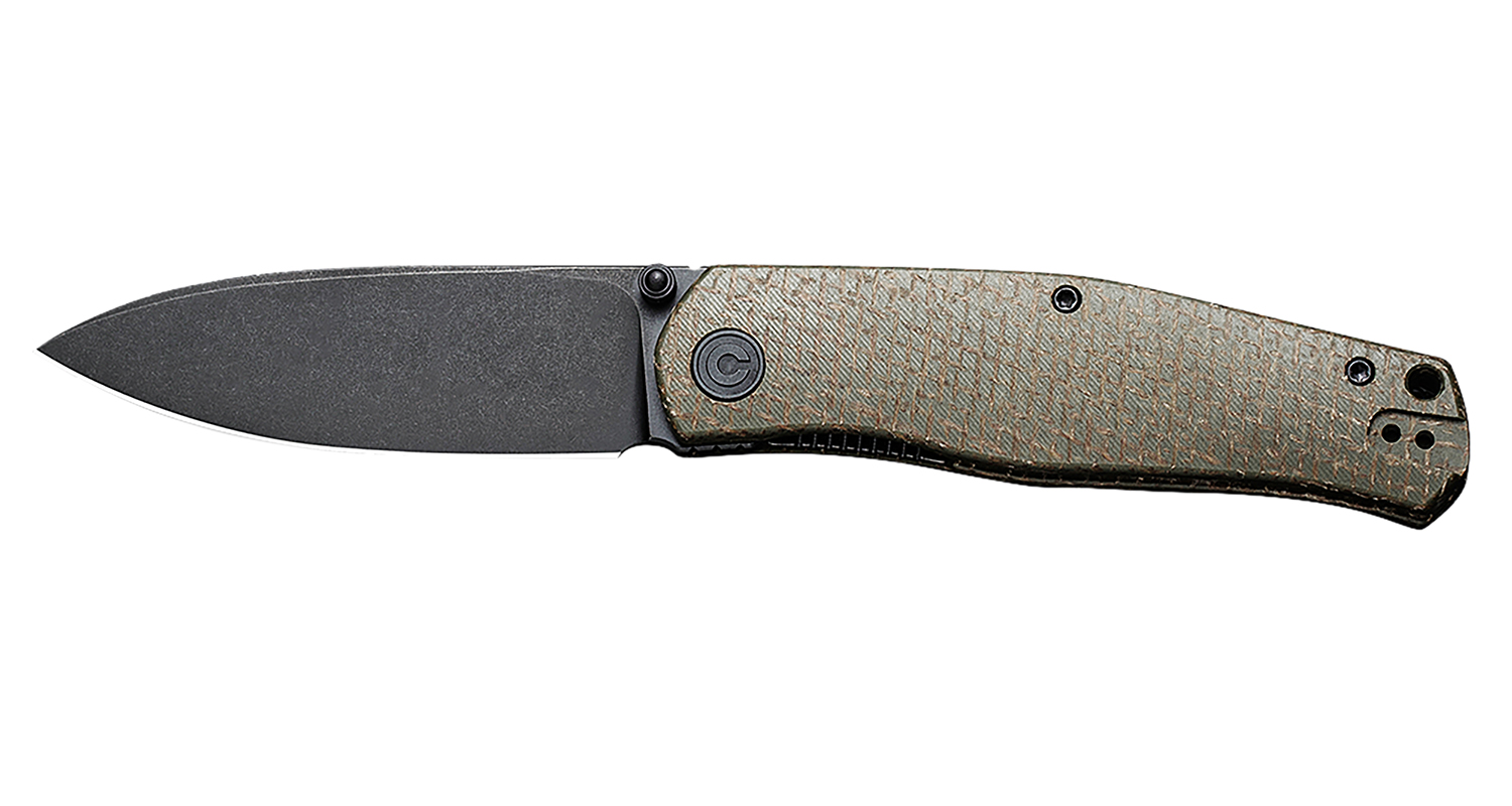 Civivi Knives C22007-2 Sokoke EDC 3.35" Folding Drop Point Plain Black Stonewashed 14C28N Steel Blade, Green Textured Burlap Micarta Handle