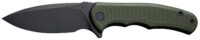 Civivi Knives C18026C-1 Praxis  Mini 2.98" Folding Drop Point Plain Black Stonewashed D2 Steel Blade, OD Green Textured G10 Handle