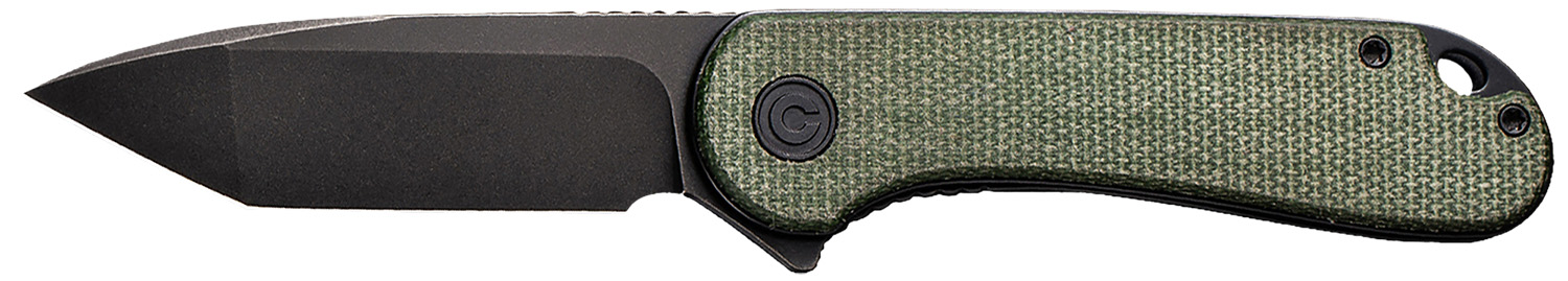 Civivi Knives C907T-E Elementum 2.96" Folding Tanto Plain Black Stonewashed D2 Steel Blade, 4.03" Green Textured Micarta Handle