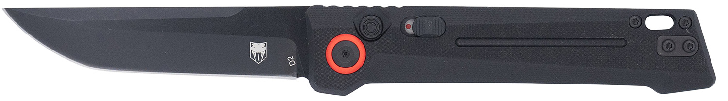 CobraTec Knives CTIFRBLK Inferno 3.50" OTF Tanto Plain Black TiCN D2 Steel Blade, 4.75" Black Textured Handle