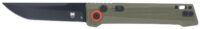 CobraTec Knives CTIFRODG Inferno  3.50" OTF Tanto Plain Black TiCN D2 Steel Blade, 4.75" OD Green Textured Handle