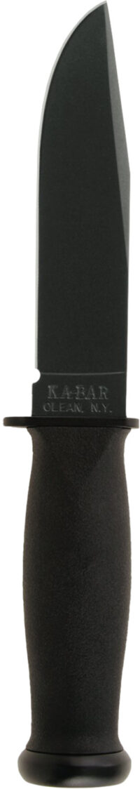 Ka-Bar 2221 Mark I 5.13" Fixed Clip Point Plain Black 1095 Cro-Van Blade, Black Kraton G Handle, Includes Sheath