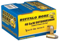 Buffalo Bore Ammunition 23F20 Outdoorsman Strictly Business 40S&W 200gr Hard Cast Flat Nose 20 Per Box/12 Case