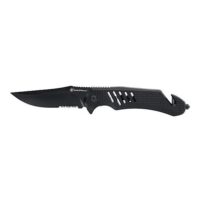 Smith & Wesson Extreme Ops Folding Knife 3-1/2" Clip Point Blade Black with Glass Breaker and Strap Cutter