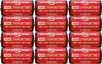 SureFire SF12ABBCS 123A Batteries  Red/Black 3.0 Volts 1,550 mAh (12) Single Package Clamshell