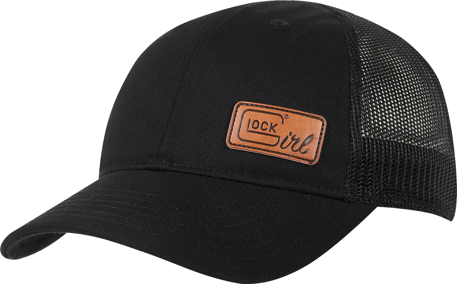 Glock AP96239 Ponytail Hat Black Leather Glock Girl Patch