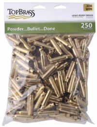 Top Brass Unprimed Remanufactured Rifle Brass .308 Win Bagged Header Card Grade A+ 250/ct
